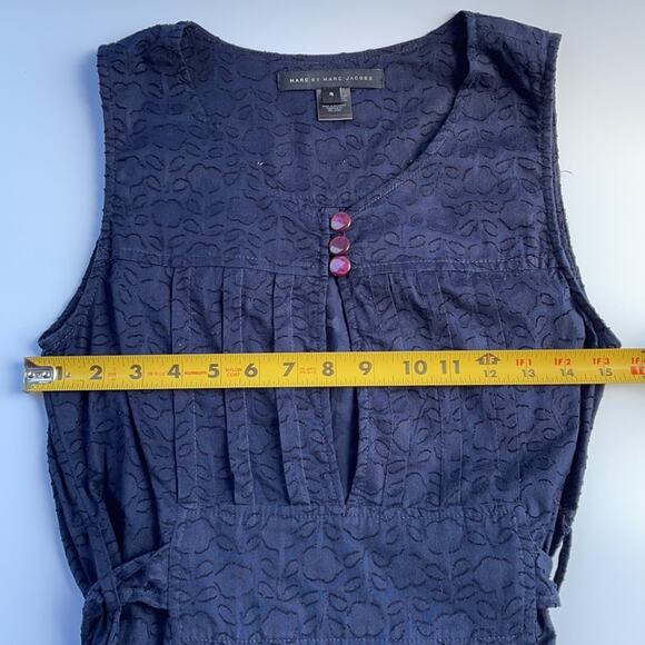 Marc by Marc Jacobs Blue V-Neck Pleated Fit & Flare Midi Dress Size Small - Picture 8 of 8